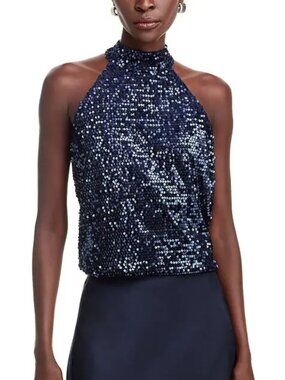 Koko + Mason Sequin High-Neck Halter Tank Top